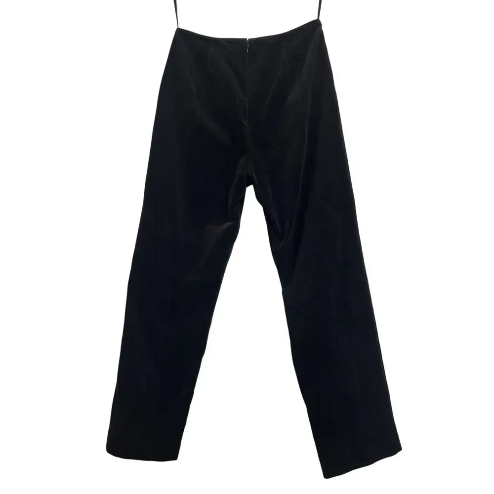 Vtg 90s J Crew Black Velvet Straight Pants Sailor Trousers Size 6/8 Preppy Goth